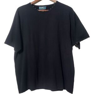 Carol Patterson Knits Womens Embellished Sweater Size 2X Black Linen Blend Thick